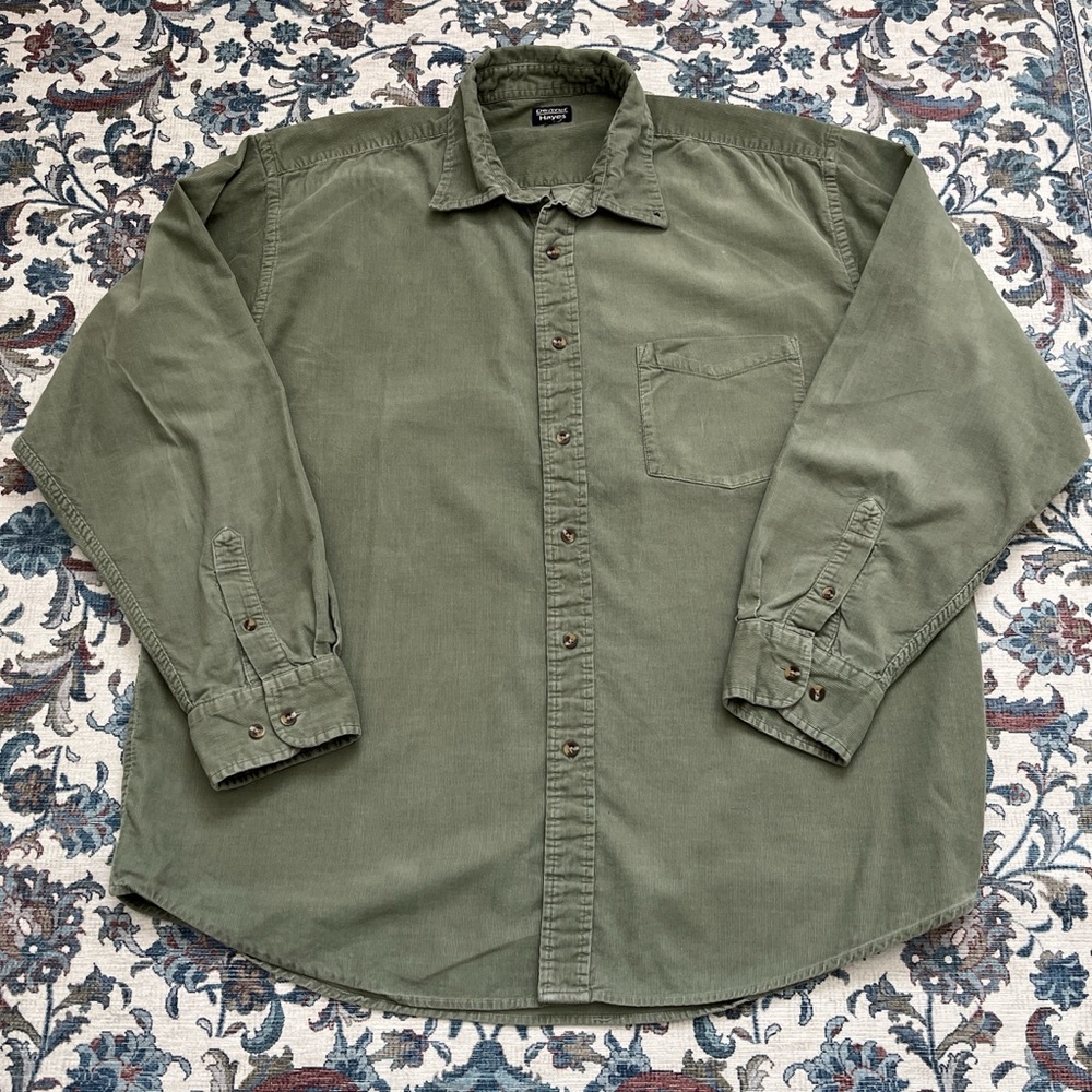 Denver Hayes Olive Corduroy Button-Down Shirt